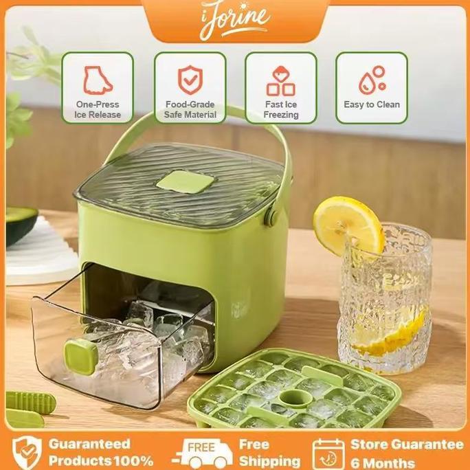 JC Ice Cube Maker 28 Grid Cetakan Es Batu Kristal Transparan, Pembuat Es Batu Mini Praktis, Tempat E