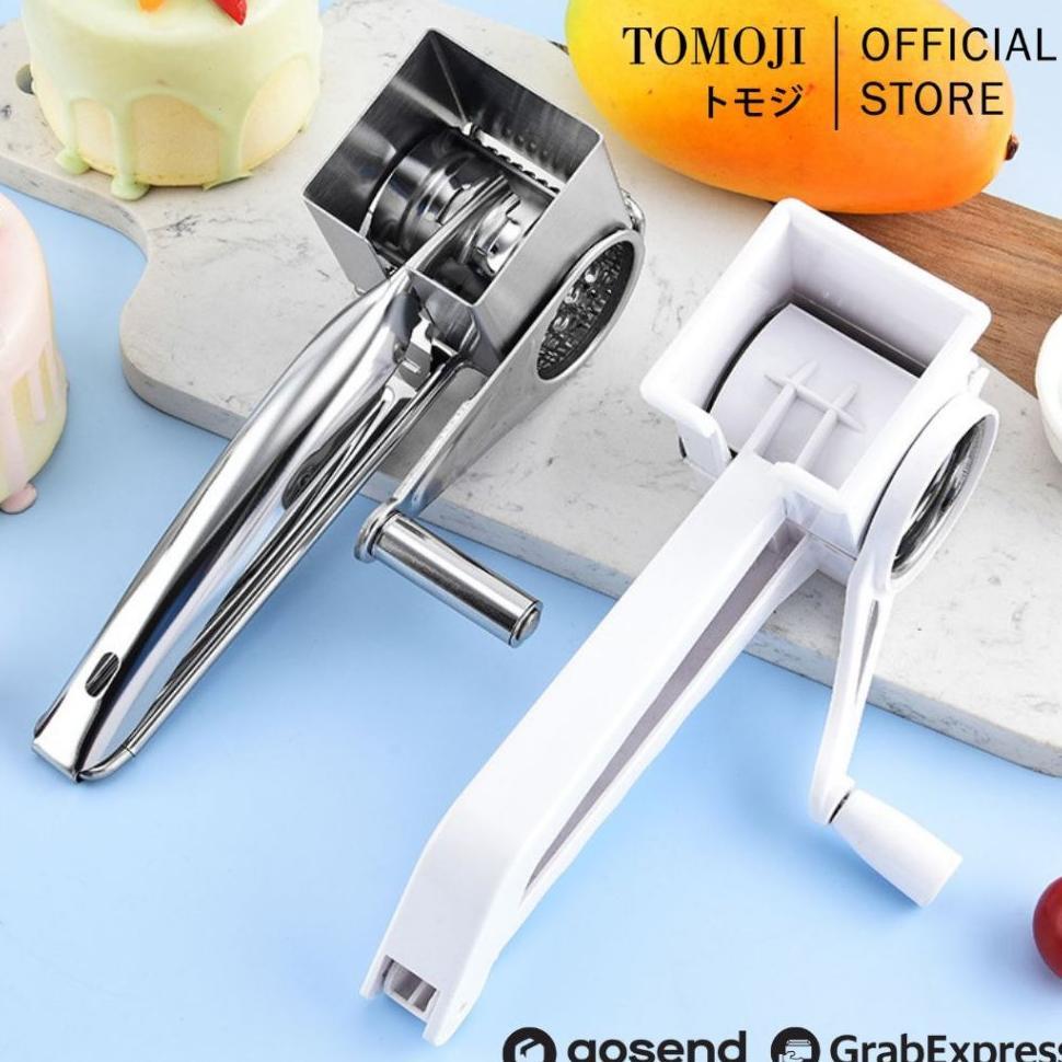 Tomoji Cheese Grater Handheld Grinder - Parutan Keju Manual Putar Stainless Steel Dan Plastik Alat P