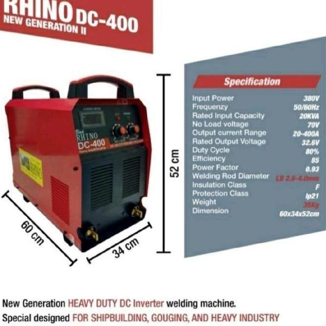 Grosir Mesin Las Rhino Dc400 Dc400A Dc 400 Dc 400A Heavy Duty 380V 3 Phase