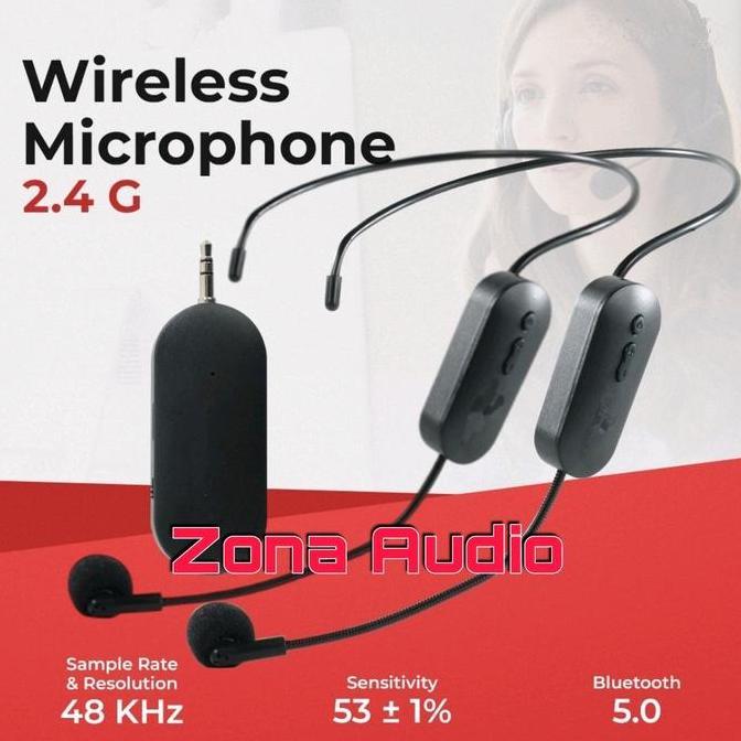 Grosir Mic Wireless Headset Bando Dual Mic Imam Masjid Presentasi Senam Garansi