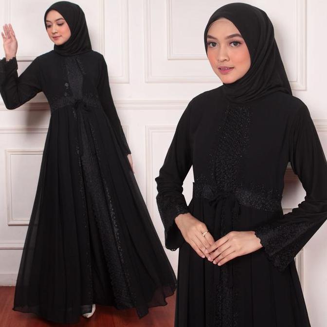 GALERI SICANTIK - COD - Gamis Abaya Turki Bordir Hitam Kekinian - Abaya Dress Turki Hitam - Gamis Ab