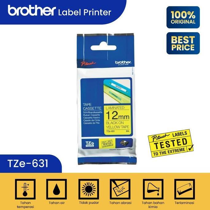 Wride- Brother Label Tape Tze-631 12Mm Black On Yellow Tze 631 - Label Print
