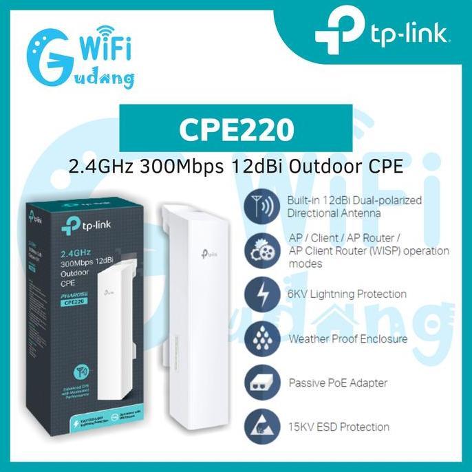 Access Point Outdoor TP-LINK 2.4GHz 300Mbps CPE220 / CPE 220 / CPE-220