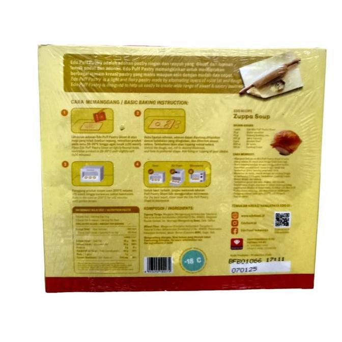 Asciutto- Puff Pastry Sheet Frozen Zuppa Soup Edo 375 750 Gram / Kulit Pastry Siap Pakai