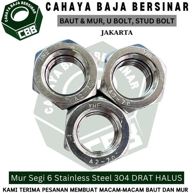MUR SEGI 6 STAINLESS STEEL 304 M12 X 1.25 DRAT HALUS (HEX NUT) TERMURAH
