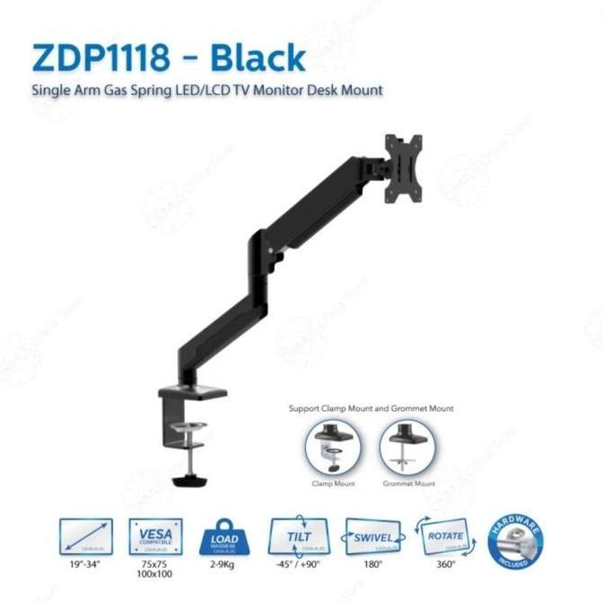 Bracket TV Monitor Gas Spring Oximus ZDP1118 Tilt Swivel ZDP 1118