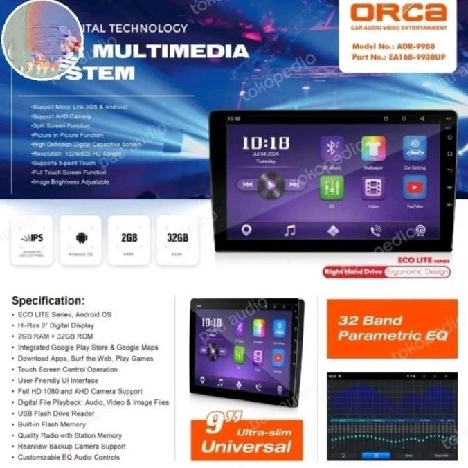 Promo Head Unit Tape Tv Mobil Android Merk Orca Untuk Honda Jazz 2008-2012 Layar 10" Cod