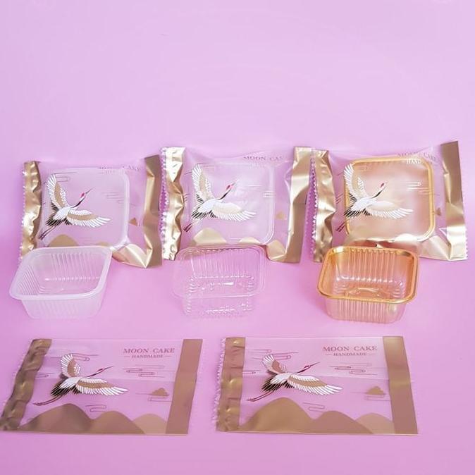 Tray Mika Mooncake Kotak Mika kue Bulan + Plastik Cookie Kue Pia 100pc