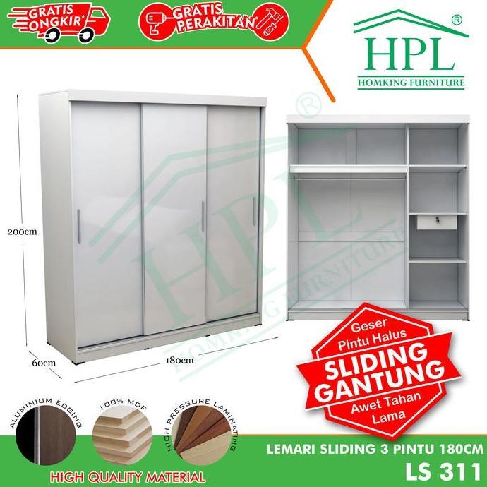 Lemari Pakaian HPL Sliding Door 3 Pintu