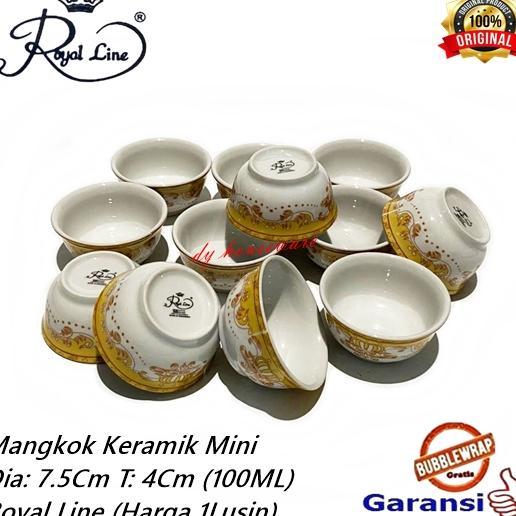 12Pcs Mangkok Keramik Sni Mangkuk Cuko Mangkok Kecil Mahkota Emas 12 Pcs / 1 Lusin