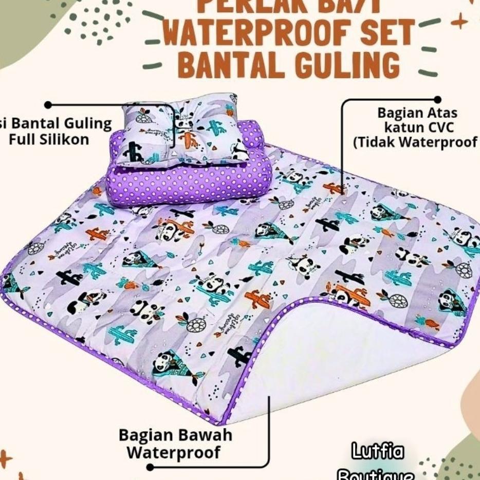 Set Perlak Bayi Waterproof / Set Perlak Bayi Lengkap Bantal Guling Waterproof / Pelak Bayi Set Banta
