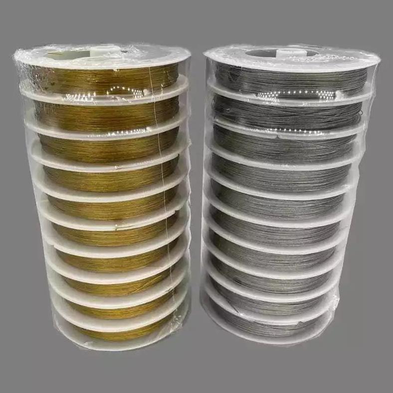 1 roll - 20 meter Nylon String Cable / kawat lentur aksesories tembaga 0.35 0.45 silver / gold / put