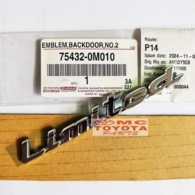 Emblem Logo Pintu Bagasi Tulisan Limited Original Toyota Yaris Wish Stiker Sticker Limited 75432-0M0