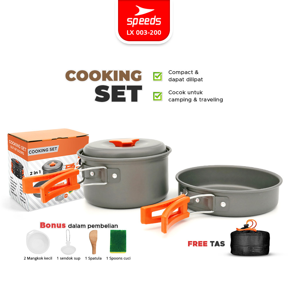 SPEEDS Alat Masak Camping 2in1 Piknik Cooking Set Portable Pancing Mendaki Outdoor 003-200