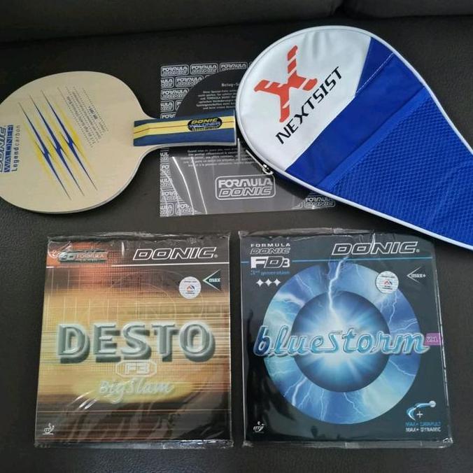 Bat Donic Waldner Legend plus karet Donic serang lengkap Set