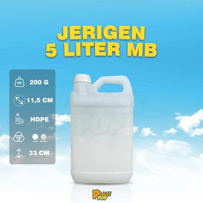 NEW (20 PCS) JERIGEN 5 LITER MB / 5 LITER MULUT BESAR / 5000 ML / MINYAK GORENG BOMOLI - JERIGEN BER