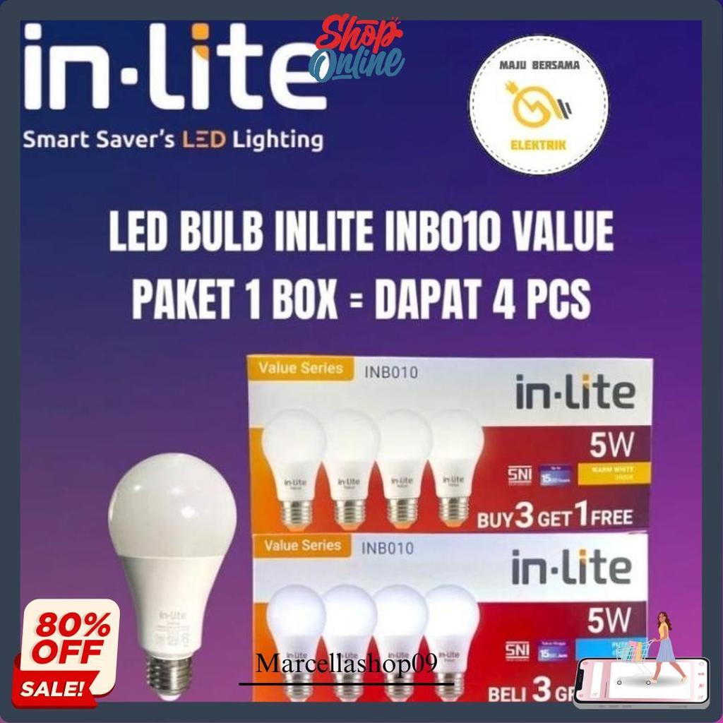 Lampu Led Inlite  3 Gratis 1 / Bohlam Inlite  Led 3 Free 1 / In Lite Paket Beli 3 + 1/ 5Watt / 7Watt