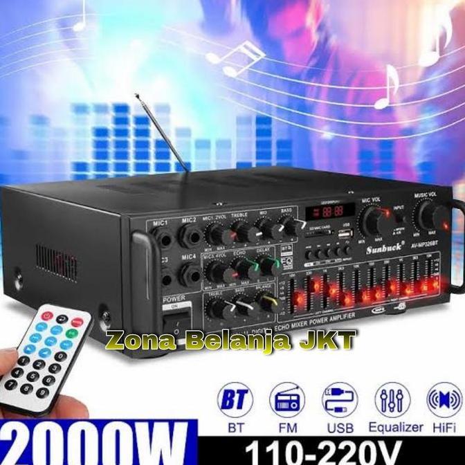 Amplifier Karaoke Audio Sunbuck Home EQ USB Bluetooth Audio 2000W