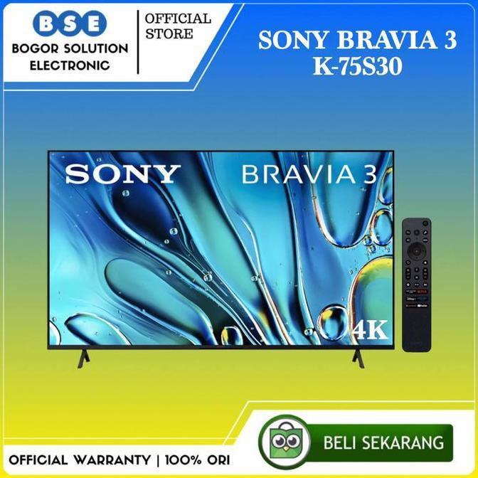 Google TV Sony 75S30 75 Inch 4K HDR TV Sony Bravia 3 K-75S30 75 Inci Sony S30 75"