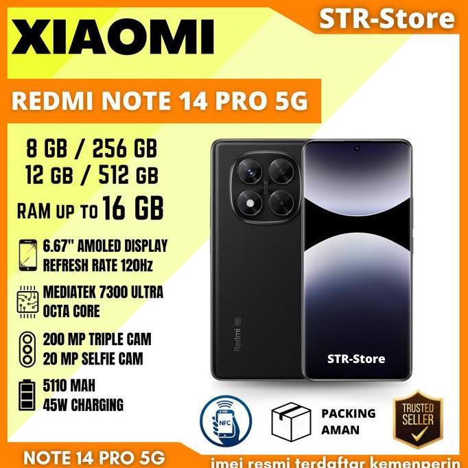 XIAOMI REDMI NOTE 14 PRO 5G 12/512 GB GARANSI RESMI XIAOMI ANDROID NOTE 14 PRO 5G 8/256 GB NFC - RED