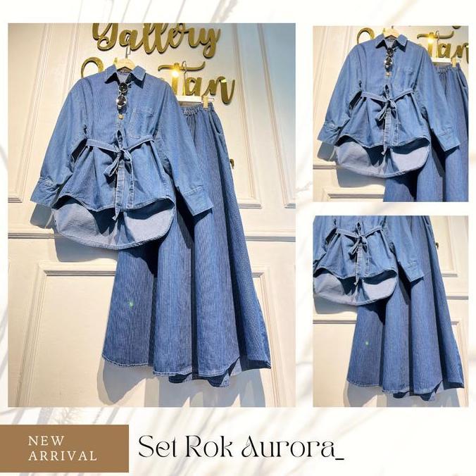 MURAH LEBAY Yuuka Oneset_ Stelan Celana Kulot_ Soft Jeans Salur_ Tali_  I. AM Outfit_ Design MURAH L