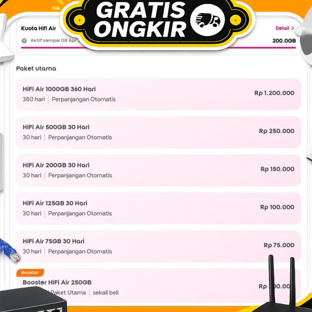 Perdana Im3 Hifi Air 5G 200Gb 90Hari Khusus Modem Hifi Air 4G/5G