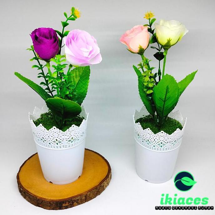 BUNGA MAWAR ARTIFICIAL POT BUNGA MAWAR BUNGA PLASTIK BUNGA HIAS MURAH