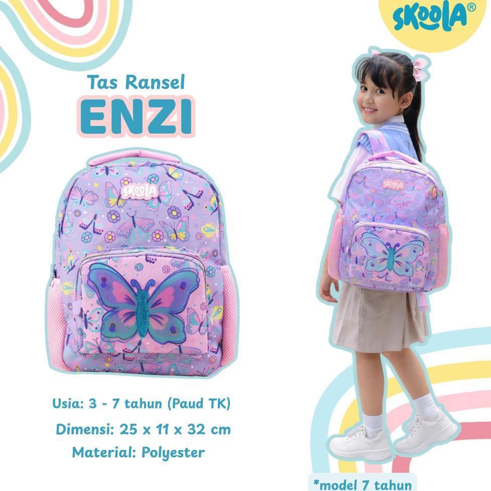 Skoola Tas Sekolah Anak TK Perempuan Anti Air Butterfly - Enzi TAS