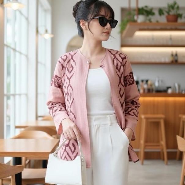 BELI Shanaya Baju Batik Wanita Outer Tenun Maira Top Troso Atasan Bolero Tenun Cardigan Batik Kerja 