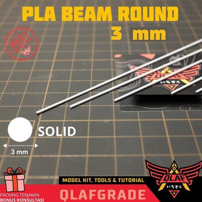 Pla Beam Round Solid 3 mm - plastic pla plate bulat padat custom model Plastik