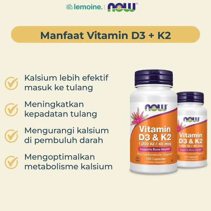 Higher- Now Vitamin D3 1000 Dan K2 45Mcg Vitamin D3 K2 120 Kapsul