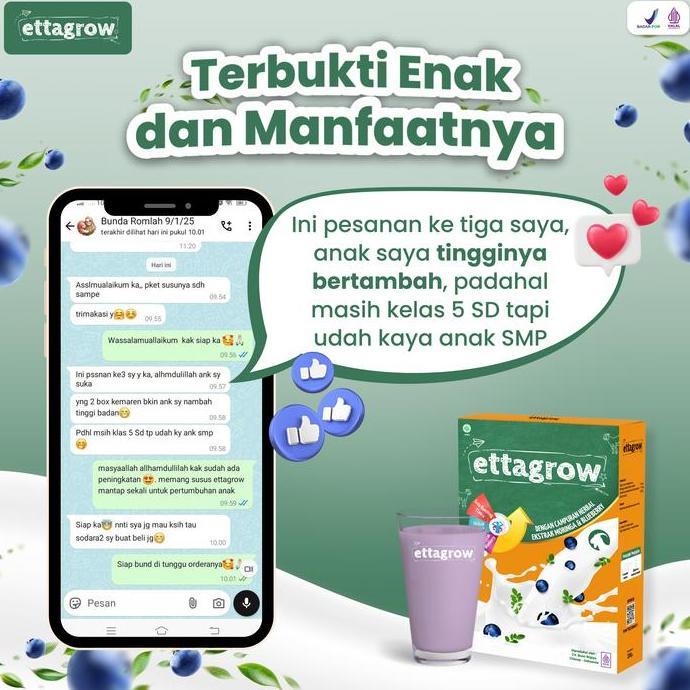 Excellent- Ettagrow Susu Kambing Herbal Anak 1 Box Optimalkan Pertumbuhan & Perkembangan Nutrisi Len