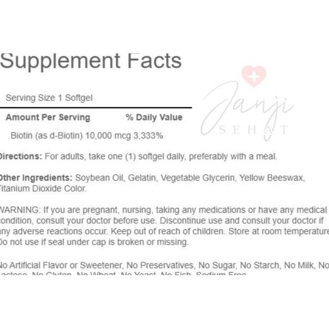 Happyfit- Puritan Pride Biotin 10000 Mcg - 100 Softgels