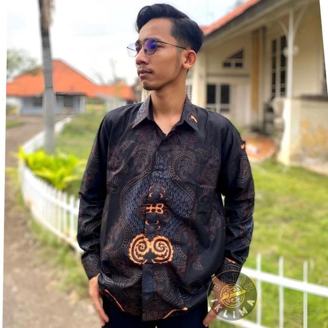 PREMIUM Kemeja Batik pria Seragam Lengan Panjang Motif Folly Merah Terbaru - Baju Batik pria Modern 