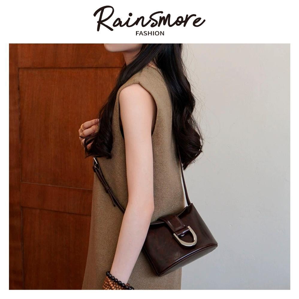 HOT PRODUCT Tas Ketek, Tas Bucket Retro by RAINSMORE - Tas Bentuk U yang Eksklusif, Model Kekinian d