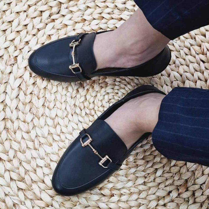 CUCI GUDANG FLAT SHOES BIG SIZE SEPATU PANTOFEL WANITA UKURAN 41 42 43 44 45 JUMBO OXFORD KULIT FLET
