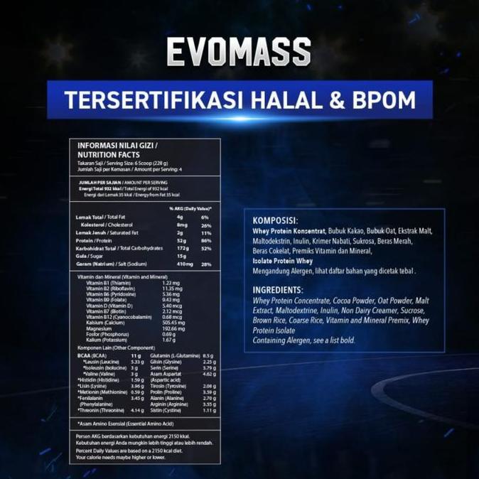Evolene Evomass 4,5Kg Evo Mass Gainer Nutrihouse
