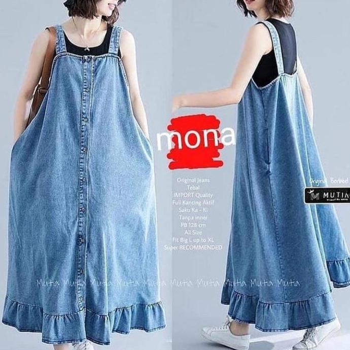 STYLE FASHION salia overall jeans/rok kodok panjang muslim jeans/rok kodok jeans STYLE FASHION