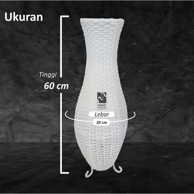 Vas Pot Guci Tempat Bunga Dari Rotan Sintetis Tinggi 60 cm Murah