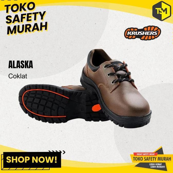 Ready KRUSHERS ALASKA Sepatu Safety Heavy Duty Pelindung Jari Besi, Sol PU Anti Slip
