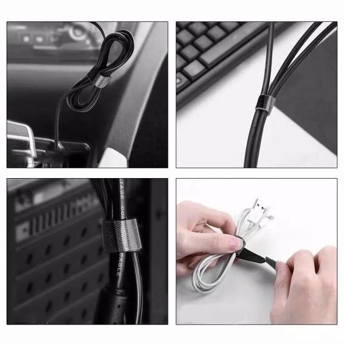 Kabel Strap Pengikat perapih Klip cable perekat 10 Meter cord Holder Listrik Komputer Multifungsi Ru