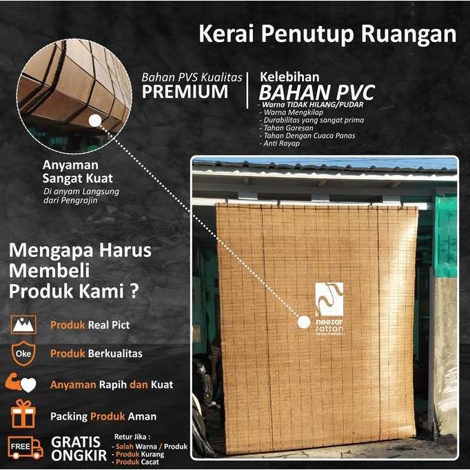 Tirai kerai jendela hujan kamar mandi outdoor pintu rumah tarik ulir