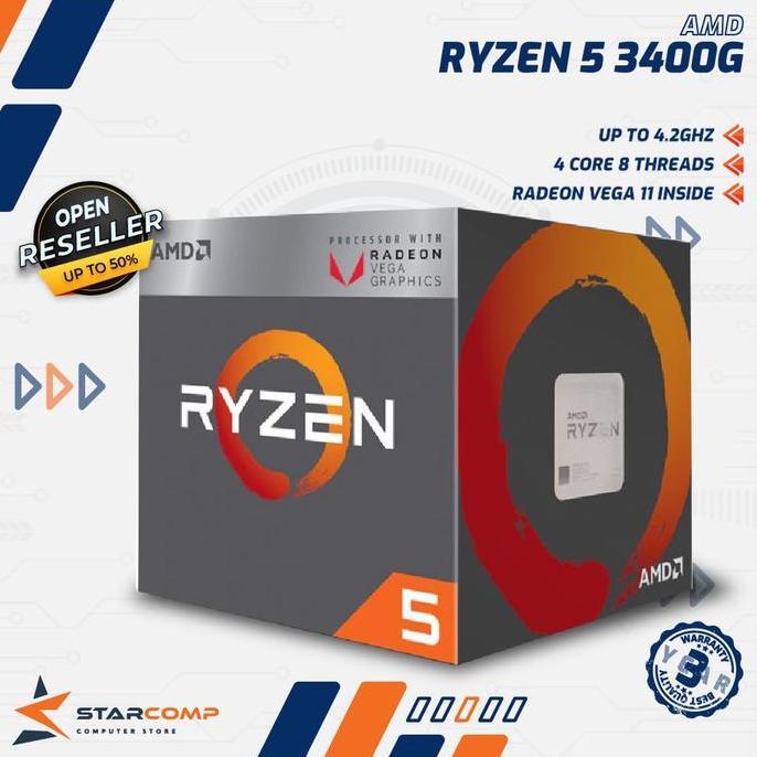 AMD RYZEN 5 3400G WITH RADEON RX VEGA 11 GRAPHICS