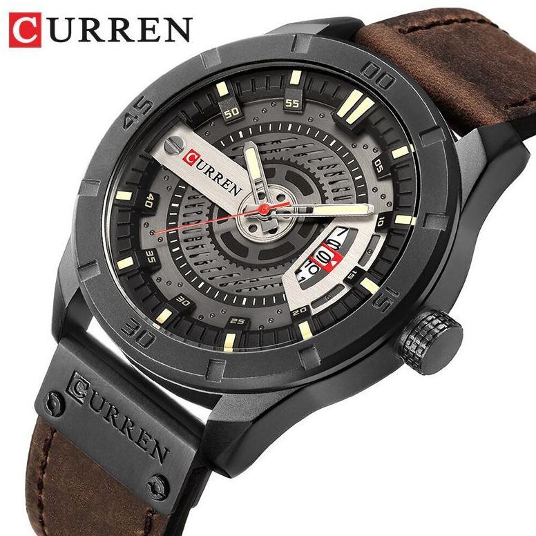 TERBARU CURREN 8301 Jam Tangan Pria Analog Tali Kulit Chronograph Aktif CURRENOS