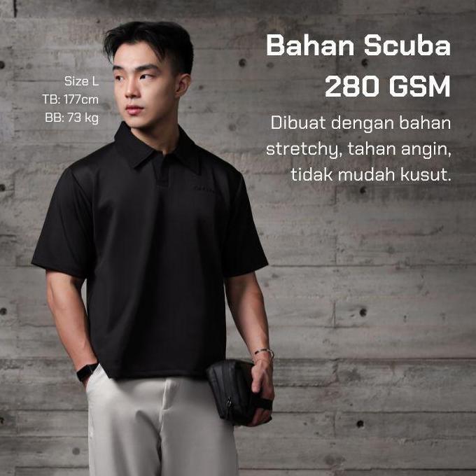 Loco Polo Cartiera Scuba 280 GSM Boxy Polo Shirt Pria / Kaos Kerah Lengan Pendek