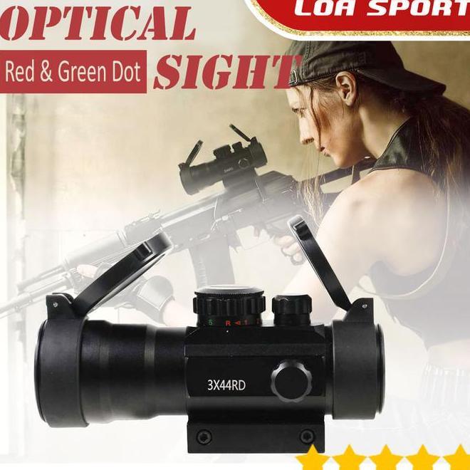 Teropong Bidik Laser Optical Sht Rifle Scope Red Green Dot 3X Zoom