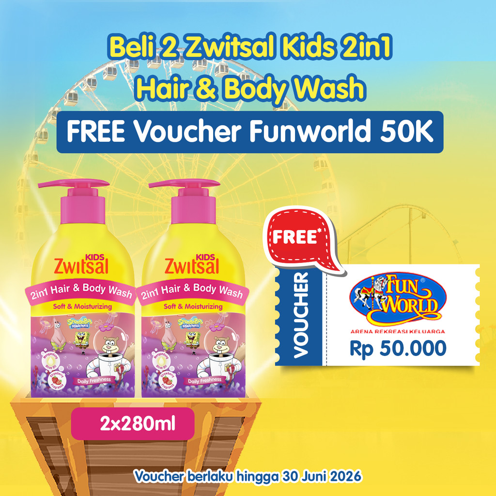 Buy 2 Zwitsal Kids 2 In 1 Hair & Body Wash Soft And Moisturizing 280 ml Get Funworld Ticket Worth 50