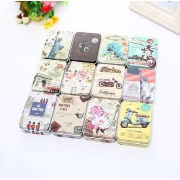 Box Kaleng Besi Tempat Perhiasan Aksesoris Gadget Vintage Tin Can Box