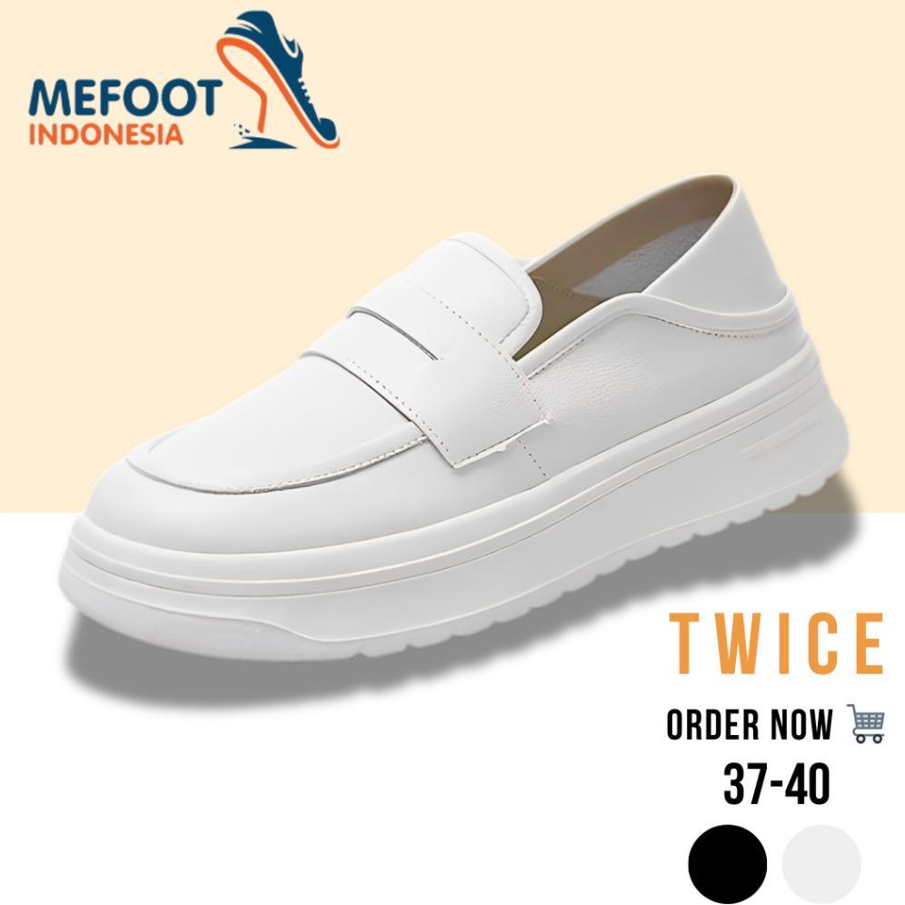MFI TWICE Free Box Sepatu Wanita Sneakers Formal Casual Shoes Slip On Warna HItam Dan Putih Polos Un