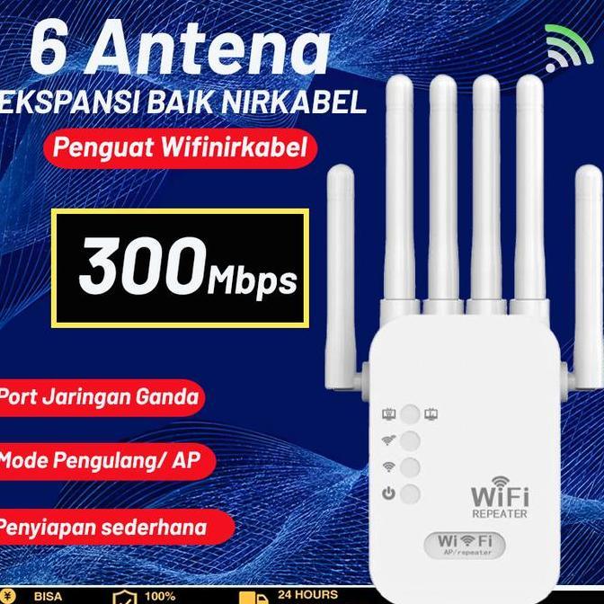 CodBatikore Wifi Repeater 6 Antena 2.4G 5G Dual Band 300Mbps/1200Mbps Setup Mudah Koneksi Satu Klkwp
